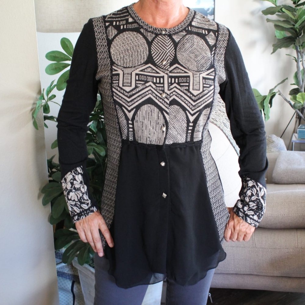 Italian Merino Geometric Design Wool Sweater